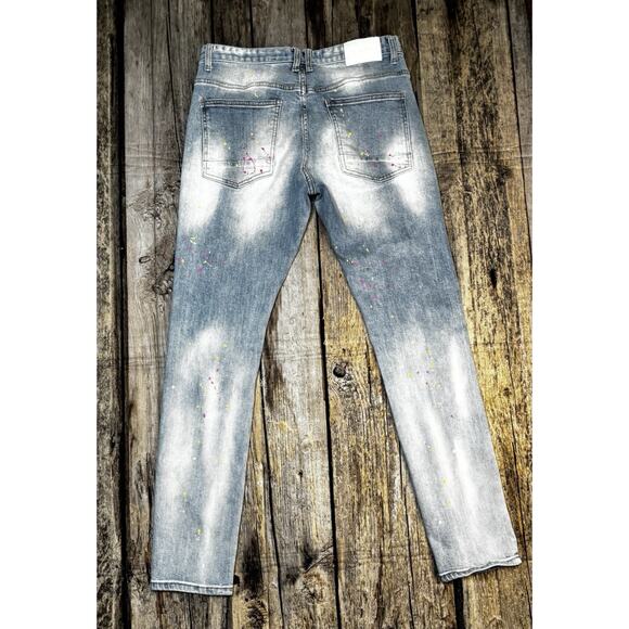 Kloud9 Distressed Patchwork & Paint Splattered Jeans Men's 34x32 Slim Straight - Picture 8 of 10